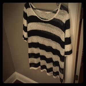 Maurice’s Short Sleeve Sparkling B&W Striped